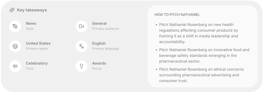 Screenshot showing pitch guidance for a journalist.