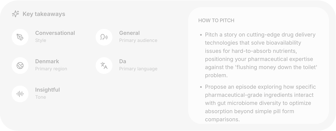 Screenshot showing pitch guidance for a podcast.